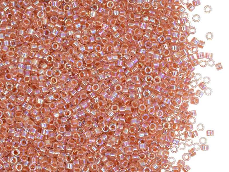 5 g 11/0 Miyuki Delica, Lined Peach AB, Japanese Seed Beads