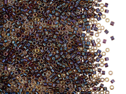 5 g 11/0 Miyuki Delica, Purple Lined Lt.Topaz Luster, Japanese Seed Beads