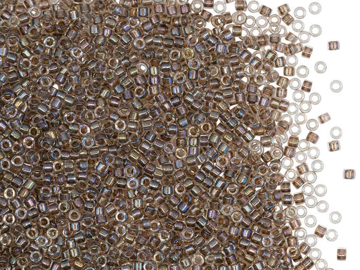 5 g 11/0 Miyuki Delica, Taupe Lined Crystal AB, Japanese Seed Beads