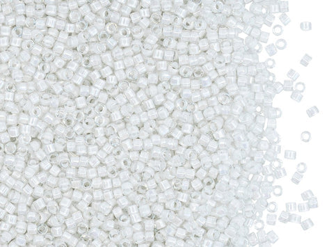 Delica Seed Beads 11/0, Crystal White Line AB, Miyuki Japanese Beads