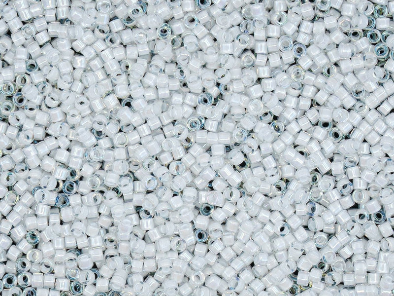 5 g 11/0 Miyuki Delica, Lined White AB, Japanese Seed Beads