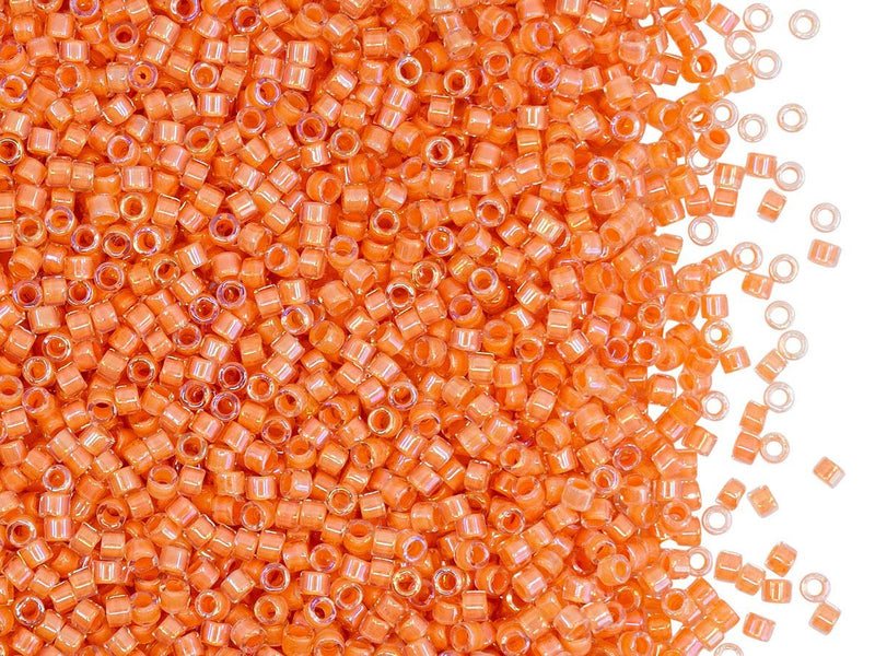 5 g 11/0 Miyuki Delica, Lined Yellow Orange AB, Japanese Seed Beads