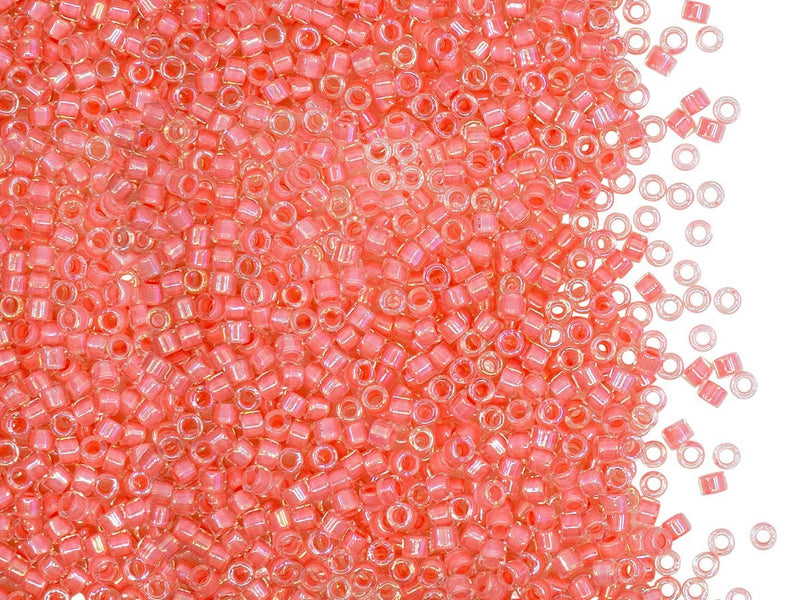 5 g 11/0 Miyuki Delica, Lined Rose Pink AB, Japanese Seed Beads