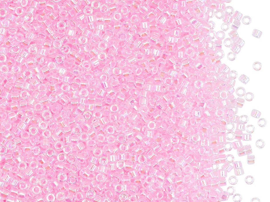5 g 11/0 Miyuki Delica, Lined Pink AB, Japanese Seed Beads