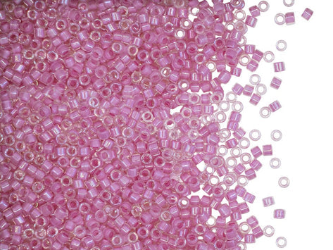 Delica Seed Beads 11/0, Lined Pale Lilac AB, Miyuki Japanese Beads