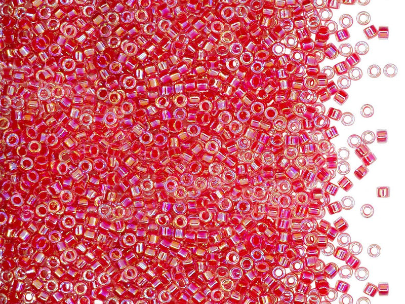 5 g 11/0 Miyuki Delica, Lined Dark Rose AB, Japanese Seed Beads