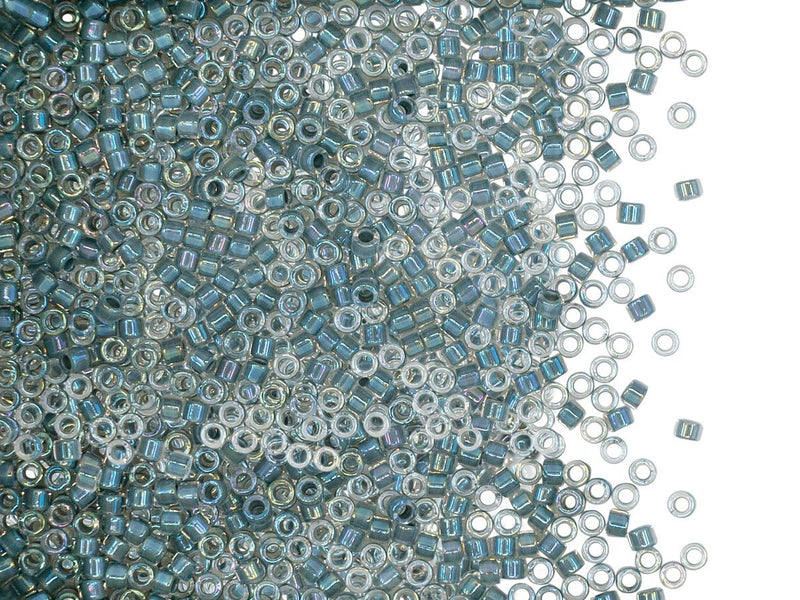 5 g 11/0 Miyuki Delica, Lined Dark Grey AB, Japanese Seed Beads