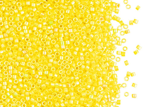 Delica Seed Beads 11/0, Opaque Yellow AB, Miyuki Japanese Beads