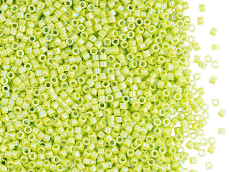 Delica Seed Beads 11/0, Opaque Chartreuse AB, Miyuki Japanese Beads
