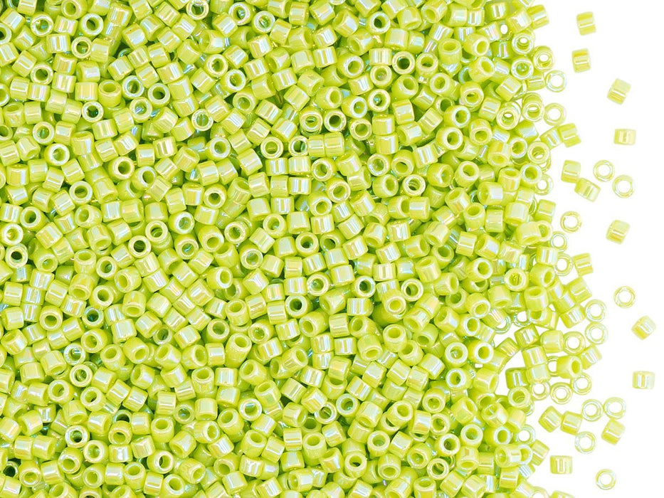 5 g 11/0 Miyuki Delica, Opaque Chartreuse AB, Japanese Seed Beads
