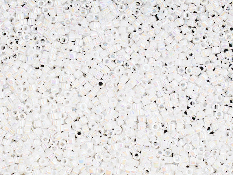 5 g 11/0 Miyuki Delica, White Pearl AB, Japanese Seed Beads