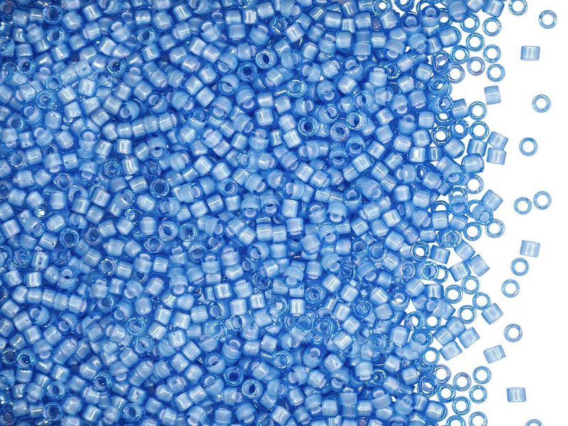5 g Delica 11/0 Miyuki, White Lined Sapphire AB, Japanese Seed Beads