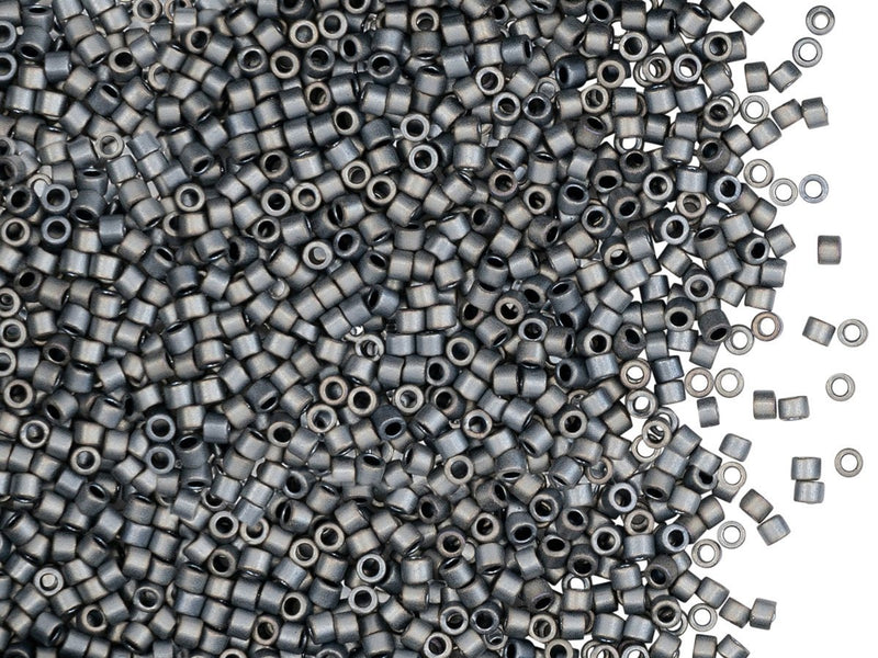5 g Delica 11/0 Miyuki, Metallic Silver Gray Matted, Japanese Seed Beads
