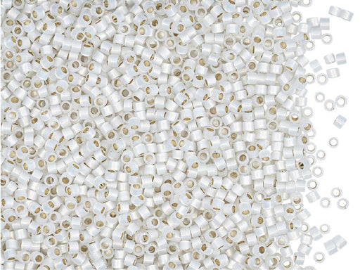 5 g Delica 11/0 Miyuki, Gilt Lined White Opal, Japanese Seed Beads