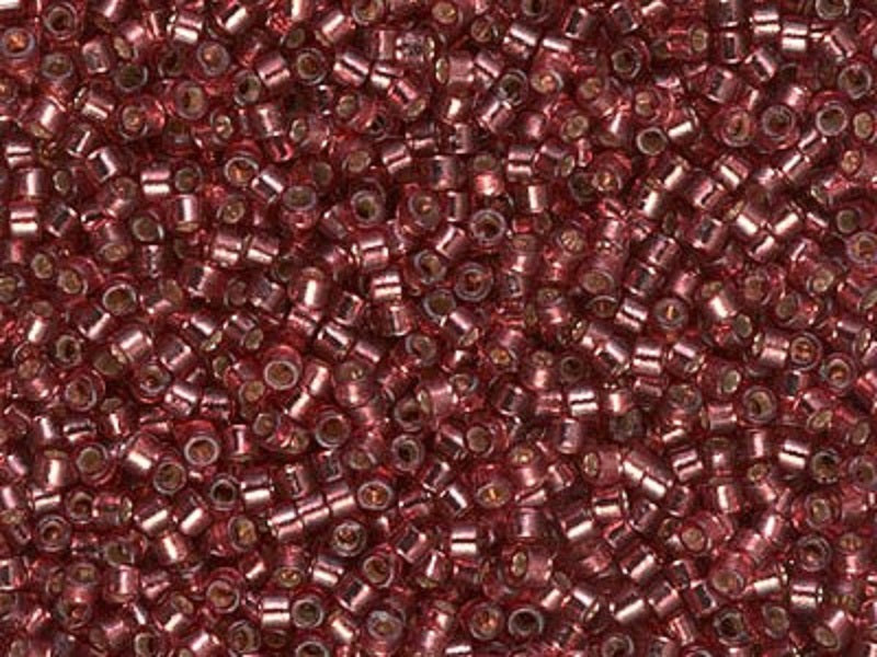Delica Seed Beads 11/0, Duracoat Silver Lined Dyed Magenta, Miyuki Japanese Beads