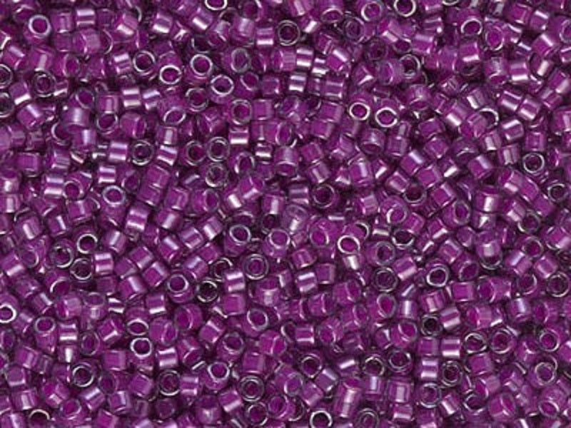 Delica Seed Beads 11/0, Lined Pale Magenta Luster, Miyuki Japanese Beads