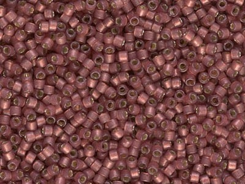 Delica Seed Beads 11/0, Duracoat Dyed Semi-Matte Silver Lined Magenta, Miyuki Japanese Beads