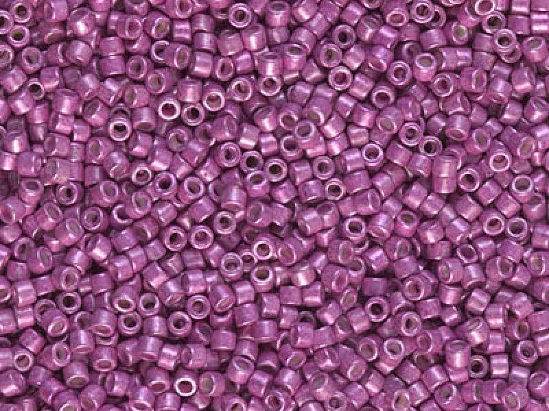 Delica Seed Beads 11/0, Galvanized Semi-Frosted Magenta, Miyuki Japanese Beads
