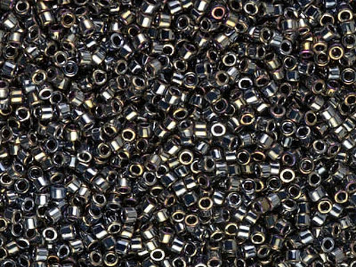 Delica Seed Beads 11/0, Metallic Black Luster, Miyuki Japanese Beads