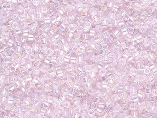 Delica Seed Beads 11/0, Lined Pale Pink AB, Miyuki Japanese Beads