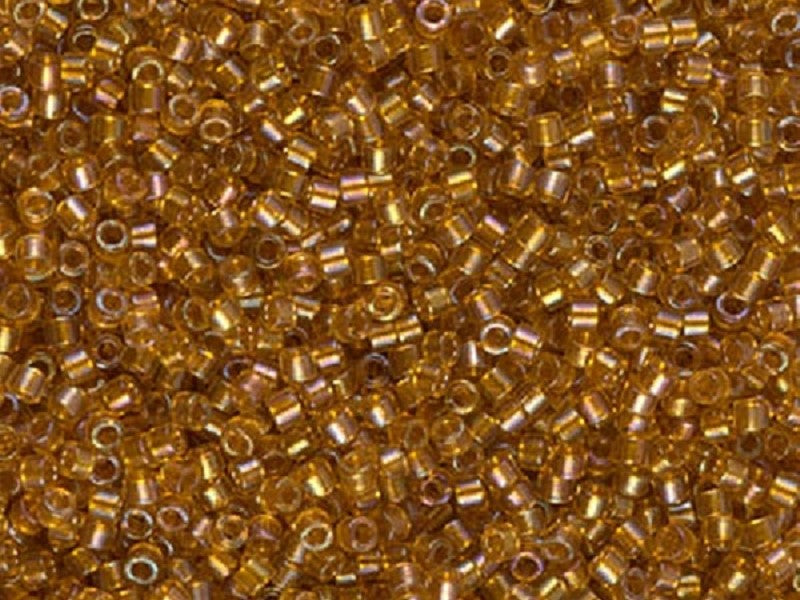 Delica Seed Beads 11/0, Lined Topaz AB, Miyuki Japanese Beads