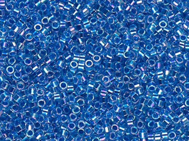 Delica Seed Beads 11/0, Lined Blue AB, Miyuki Japanese Beads