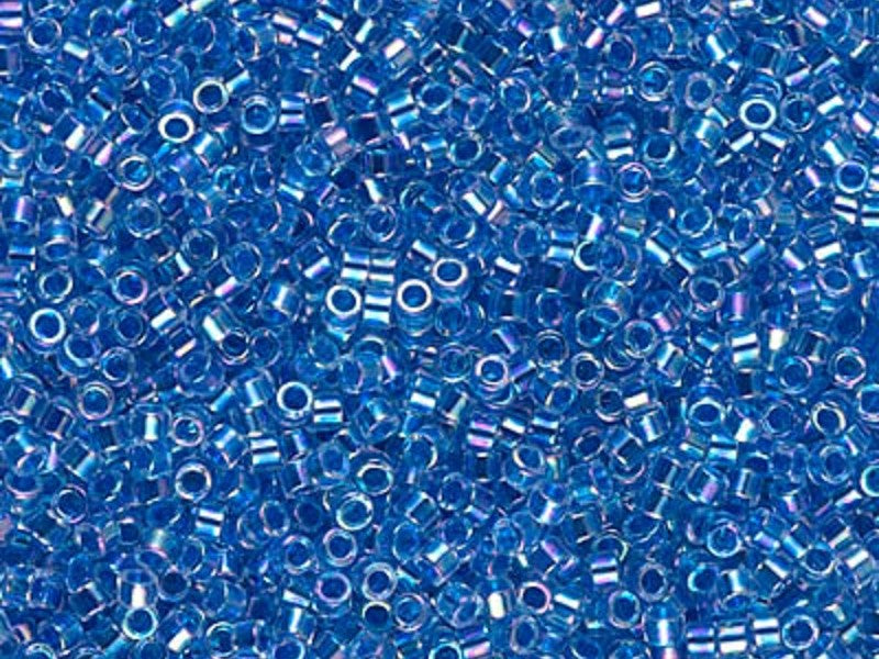 Delica Seed Beads 11/0, Lined Blue AB, Miyuki Japanese Beads