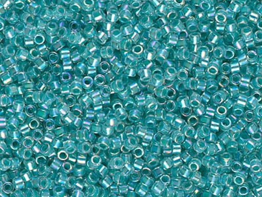 Delica Seed Beads 11/0, Lined Aqua Blue AB, Miyuki Japanese Beads