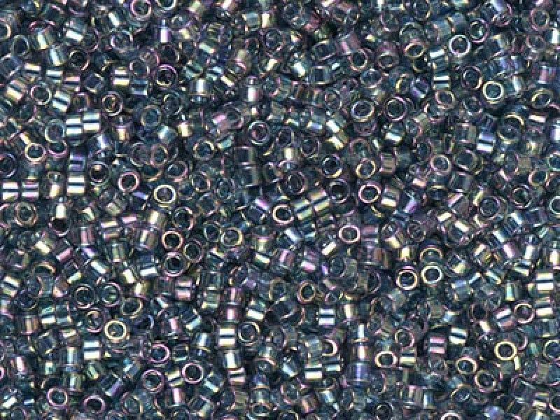 Delica Seed Beads 11/0, Transparent Blue Grey Luster AB, Miyuki Japanese Beads