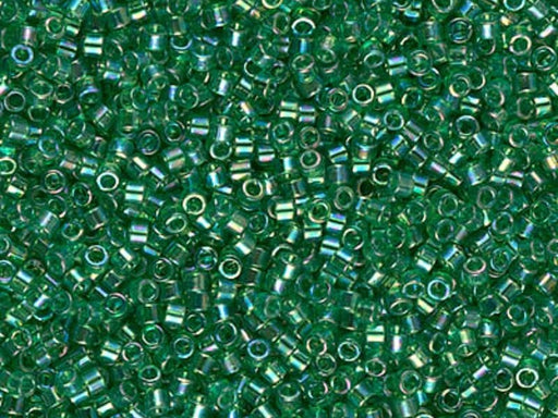 Delica Seed Beads 11/0, Transparent Green AB, Miyuki Japanese Beads