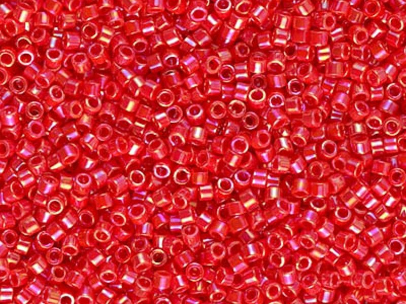 Delica Seed Beads 11/0, Opaque Light Siam AB, Miyuki Japanese Beads