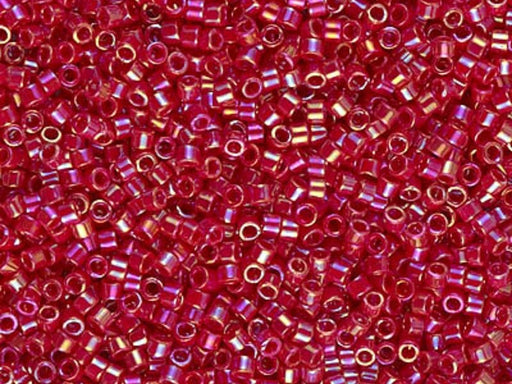 Delica Seed Beads 11/0, Opaque Red AB, Miyuki Japanese Beads