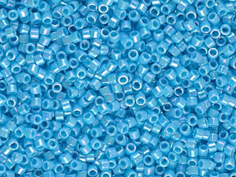 Delica Seed Beads 11/0, Opaque Light Blue AB, Miyuki Japanese Beads