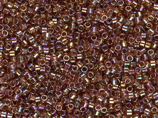 Delica Seed Beads 11/0, Transparent Amber AB, Miyuki Japanese Beads