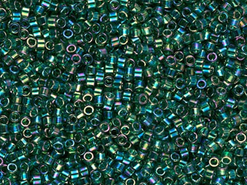 Delica Seed Beads 11/0, Transparent Emerald AB, Miyuki Japanese Beads