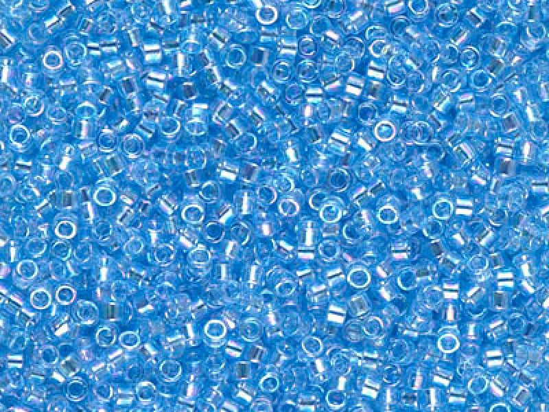 Delica Seed Beads 11/0, Transparent Light Sapphire AB, Miyuki Japanese Beads