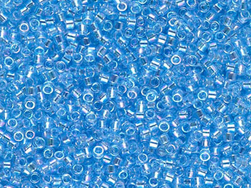 Delica Seed Beads 11/0, Transparent Light Sapphire AB, Miyuki Japanese Beads