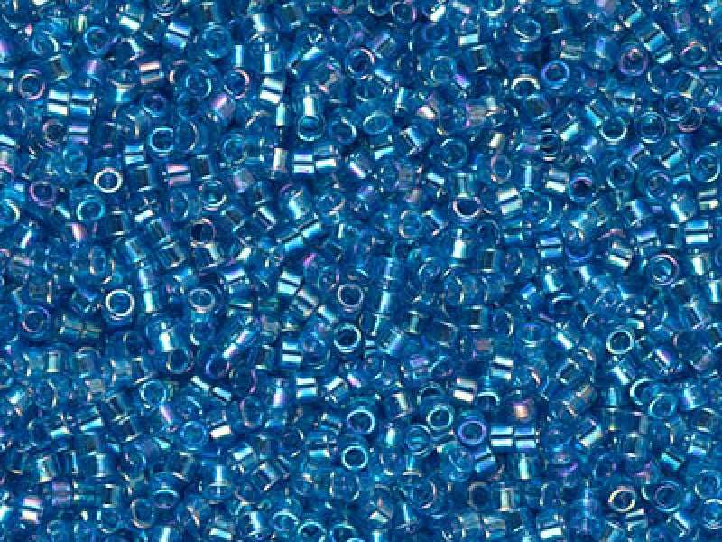 Delica Seed Beads 11/0, Transparent Aquamarine AB, Miyuki Japanese Beads