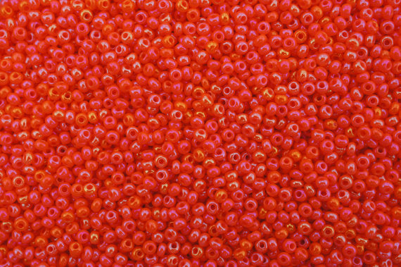 20 g 11/0 Seed Beads Preciosa Ornela, Orange Pink AB, Czech Glass