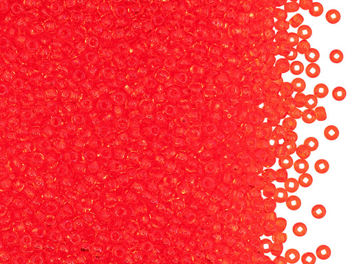 20 g 11/0 Seed Beads Preciosa Ornela, Light Red Transparent, Square Hole, Czech Glass