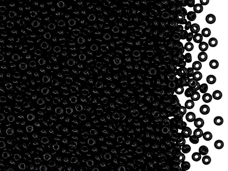 20 g 11/0 Seed Beads Preciosa Ornela, Jet Black, Czech Glass