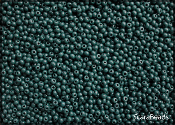 20 g 11/0 Seed Beads Preciosa Ornela, Dark Green Opaque, Czech Glass