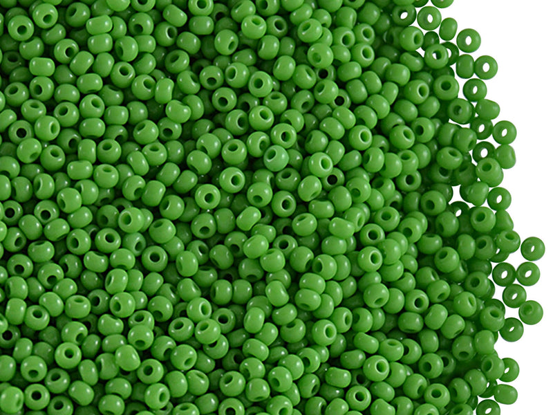 20 g 11/0 Seed Beads Preciosa Ornela, Green Opaque, Czech Glass