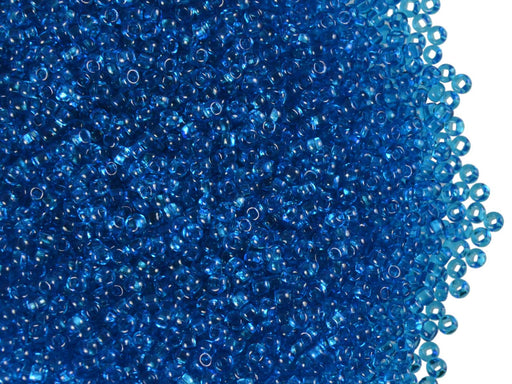 20 g 11/0 Seed Beads Preciosa Ornela, Aqua Blue Transparent, Square Hole, Czech Glass