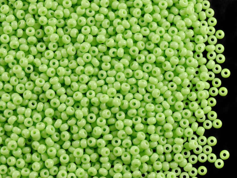 20 g 11/0 Seed Beads Preciosa Ornela, Light Green Opaque, Czech Glass