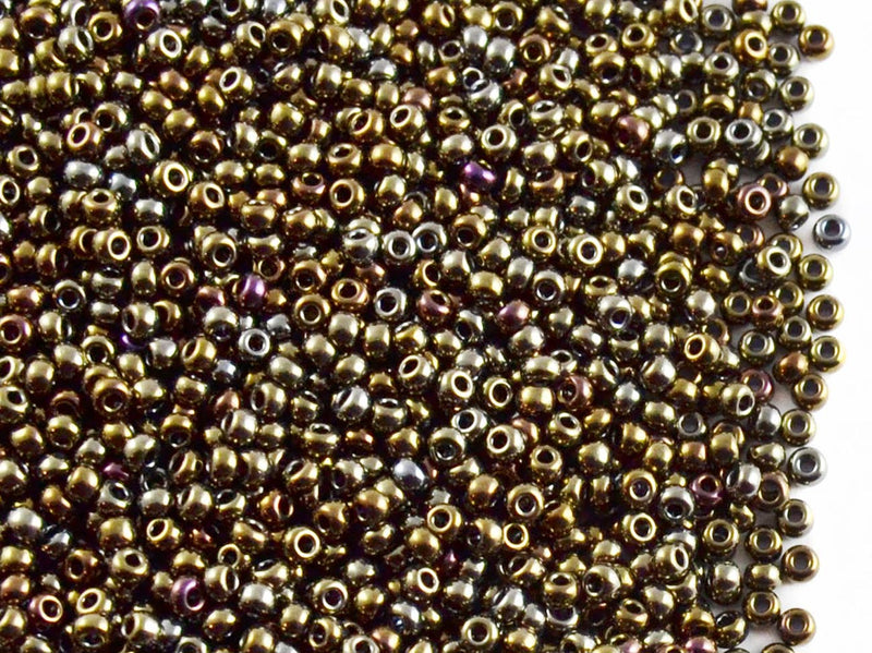 20 g 11/0 Seed Beads Preciosa Ornela, Brown Iris Metallic, Czech Glass