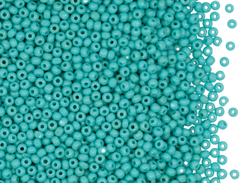 10 g 11/0 1-Cut Seed Beads Charlotte Preciosa Ornela, Turquoise Green Opaque, Czech Glass