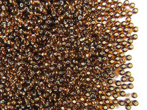 20 g 11/0 Seed Beads Preciosa Ornela, Dark Topaz Silver Lined, Czech Glass