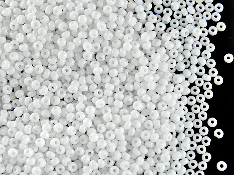 10 g 11/0 1-Cut Seed Beads Charlotte Preciosa Ornela, White Opaque, Czech Glass