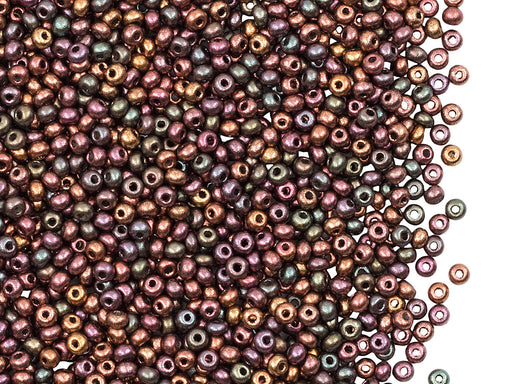 20 g 11/0 Seed Beads Preciosa Ornela, Purple Iris Gold, Czech Glass